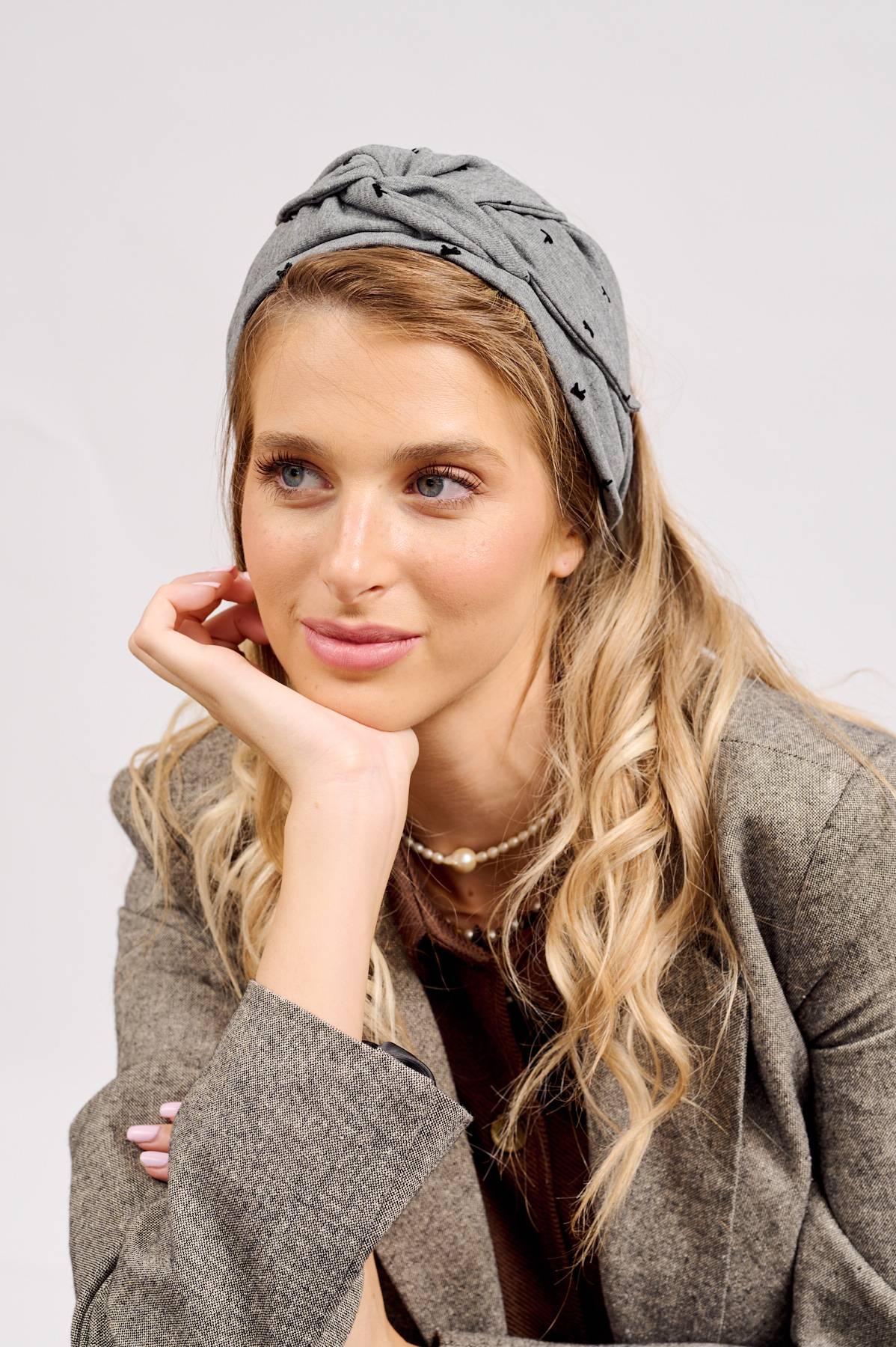 סרט לשיער - 'אספרסו' - אפור מגורד