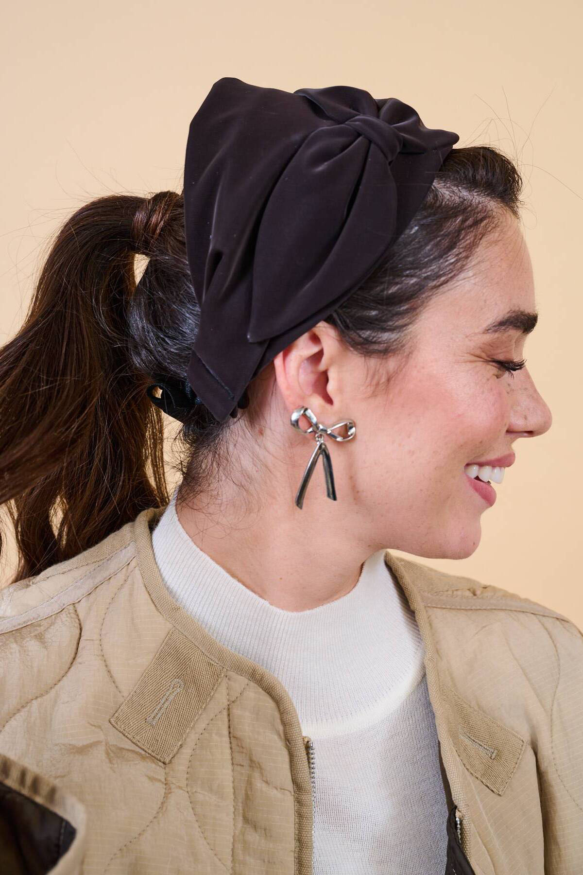 סרט לשיער - 'בראון' - חום עור קטיפה