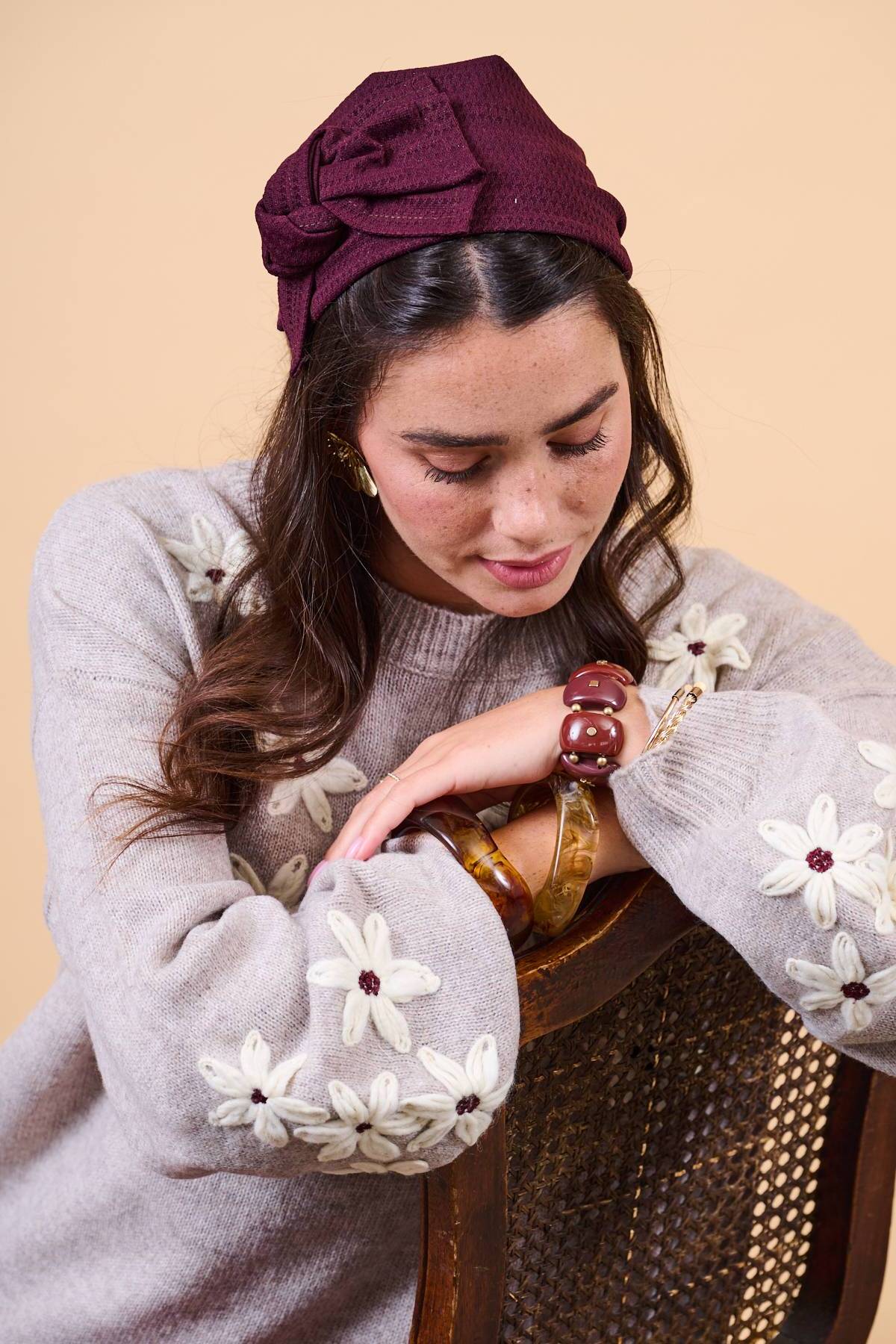 סרט לשיער - 'וואפל' - בורדו