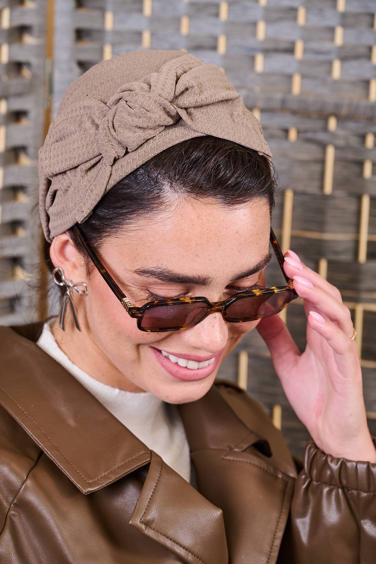 סרט לשיער - 'וואפל' - חום אפור