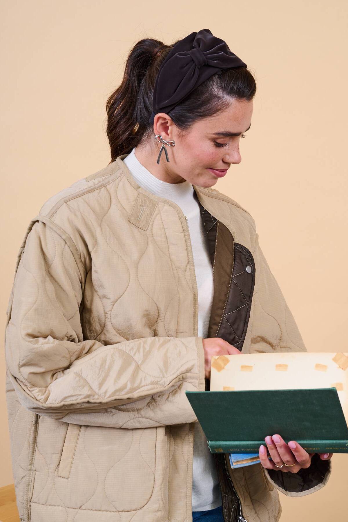 קשת לשיער - 'בראון' - חום עור קטיפה