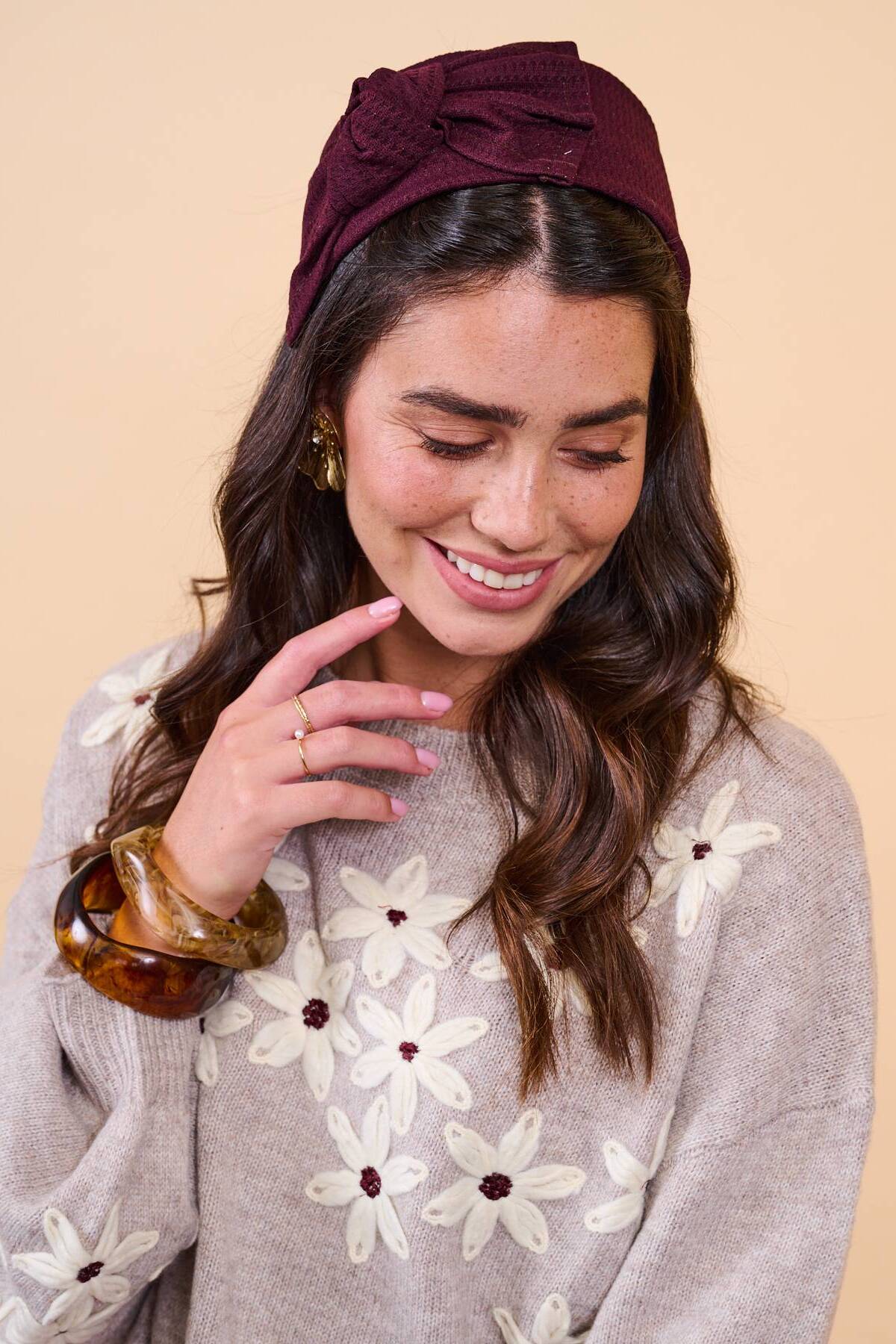 קשת לשיער - 'וואפל' - בורדו