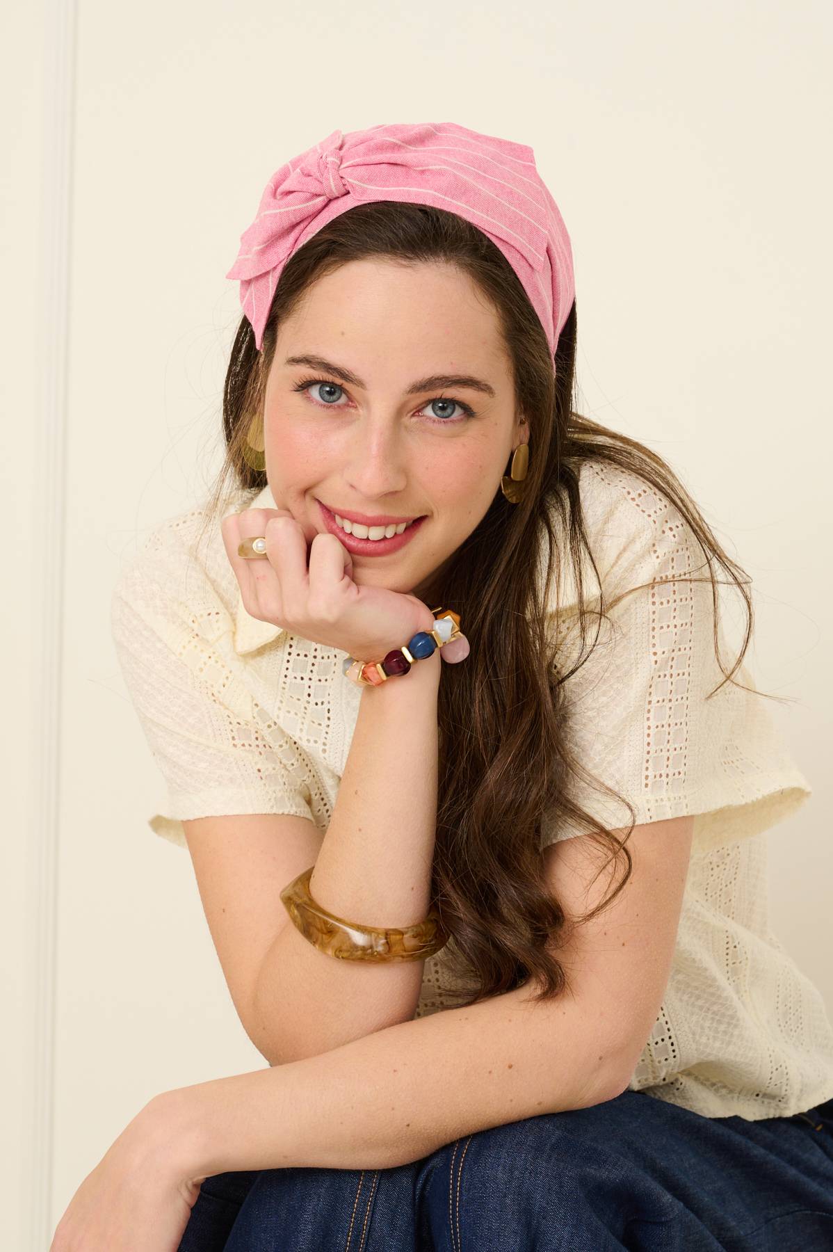 סרט לשיער - 'ברבי' - פשתן פסים