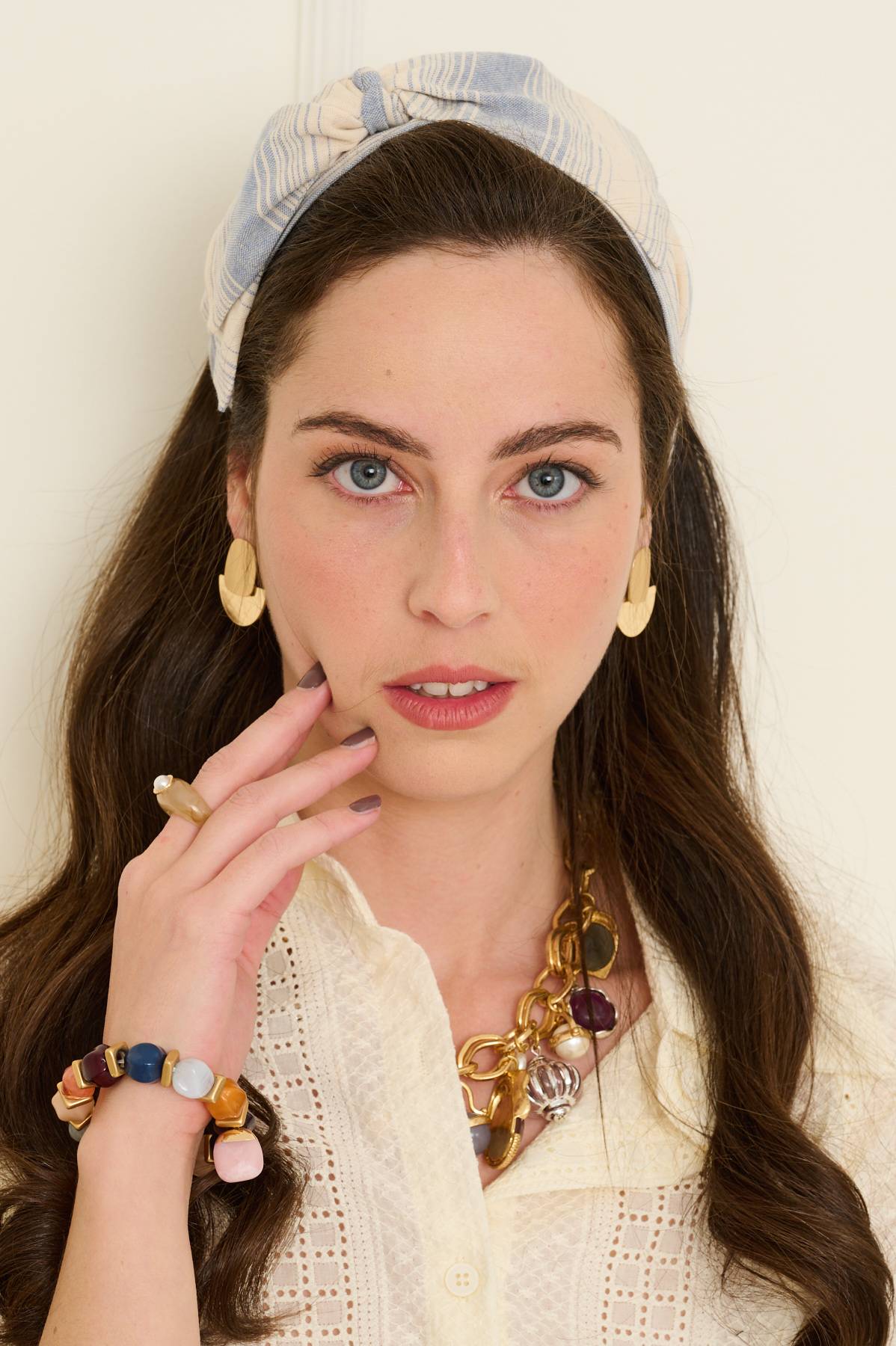 סרט לשיער - 'לגונה' - תכלת פסים